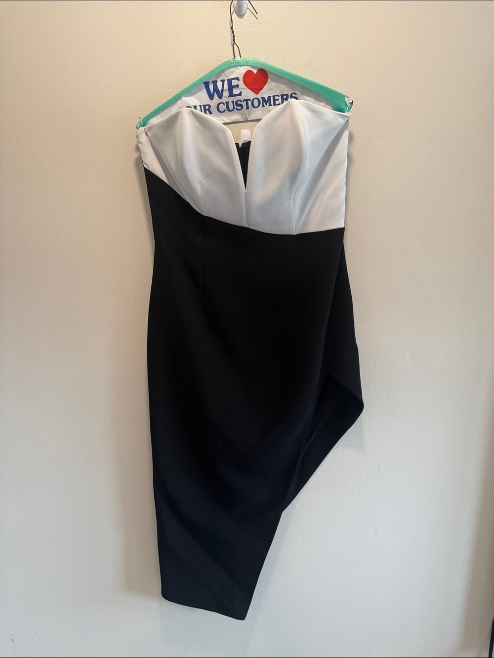Two-Tone Strapless Black and White Cocktail Dress